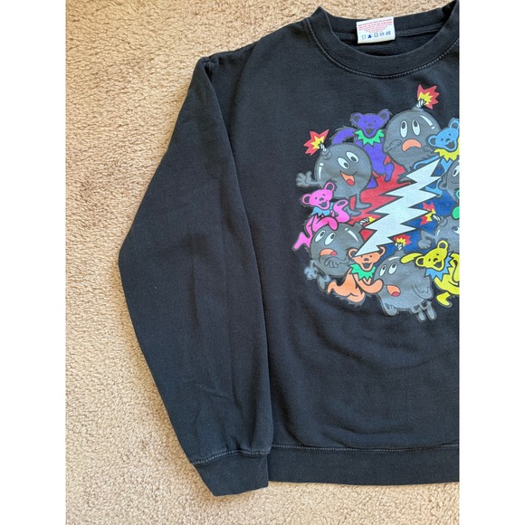 The Hundreds x Grateful Dead Sweatshirt Mens Medium Black Bears Bombs Crewneck - Picture 3 of 8